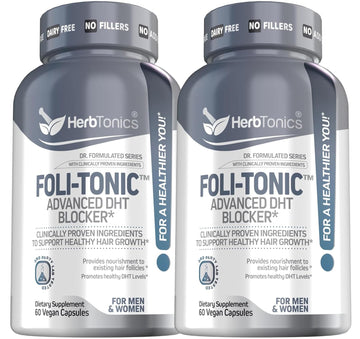Herbtonics Foli Tonic Hair Growth with Biotin - Hair Vitamins with DHT Blocker, Saw Palmetto, Beta Sitosterol - Promotes Hair Regrowth for Men & Women - Hair Loss Vitamins for Hair Care - 120 Capsules