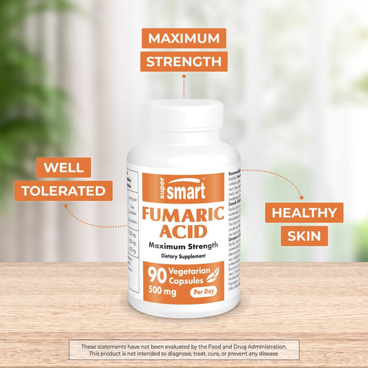 Supersmart - Fumaric Acid 500Mg Per Day (Maximum Strength) - Natural Supplement | Non-Gmo & Gluten Free - 90 Vegetarian Capsules