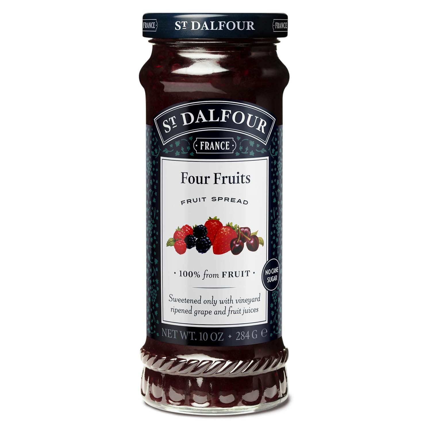St. Dalfour Four Fruits Fruit Spread - 10Oz - 100% From Fruit, No Artificial Ingredients, Non-Gmo, No Cane Sugars, All Natural, Made In France