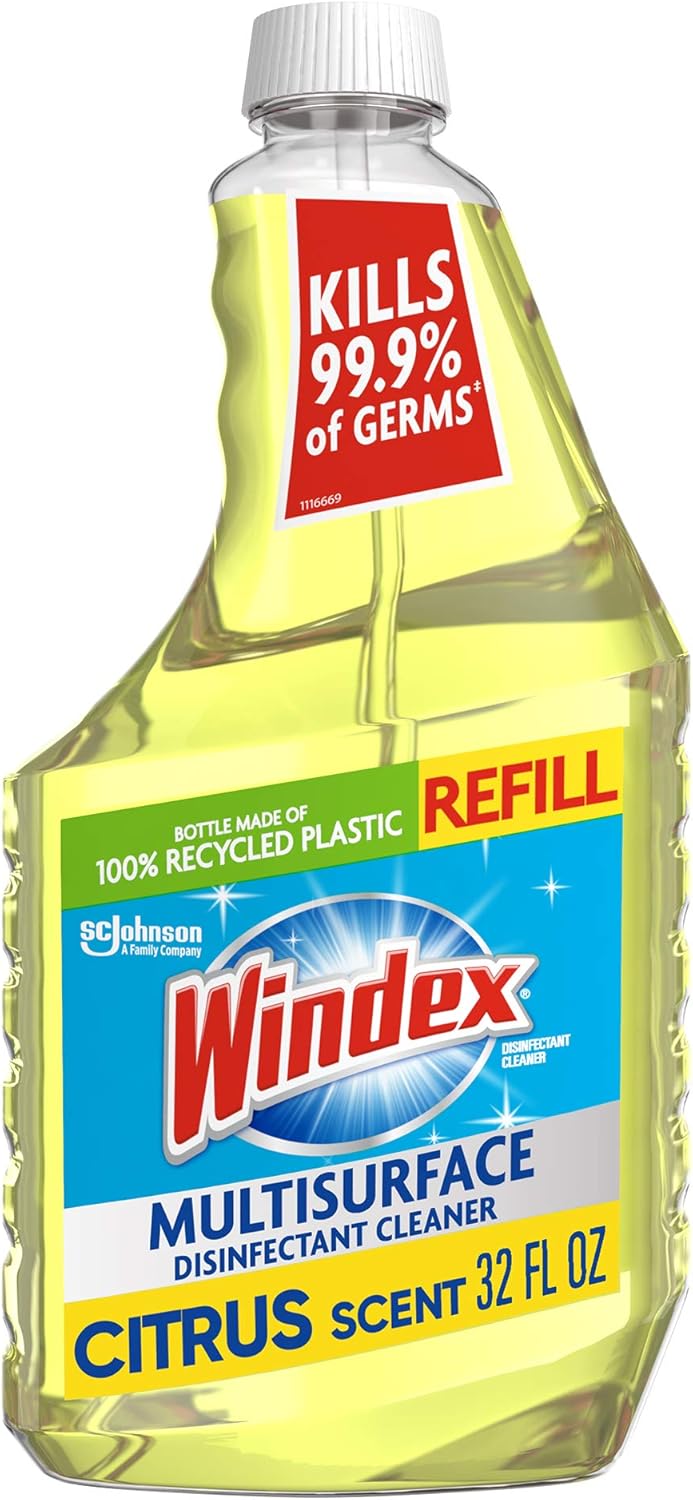 Windex Multi-Surface Cleaner and Disinfectant Refill Bottle, Citrus Fresh Scent, 32 fl oz