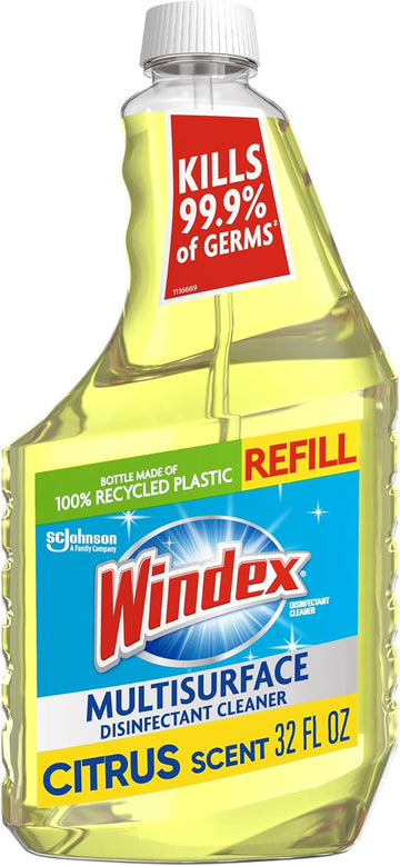 Windex Multi-Surface Cleaner And Disinfectant Refill Bottle, Citrus Fresh Scent, 32 Fl Oz