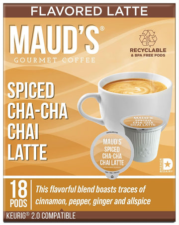 Maud'S Chai Tea Latte Pods, 18 Ct, Recyclable Single Serve Tea Pods - 100% Gourmet Blended Tea Leaves, Compatible With Keurig K Cups Maker