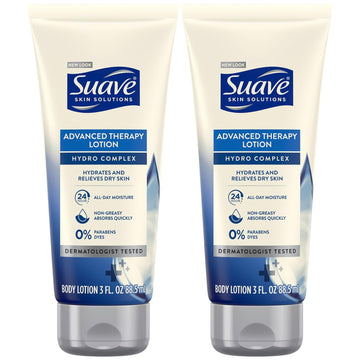 Suave Lotion, Advanced Therapy – Hand & Body Lotion for Women, Travel-Size Lotion for Extremely Dry Skin, Moisturizing Cream for Beautiful, Soft Skin, 24H Moisture, 3 Oz (Pack of 2)