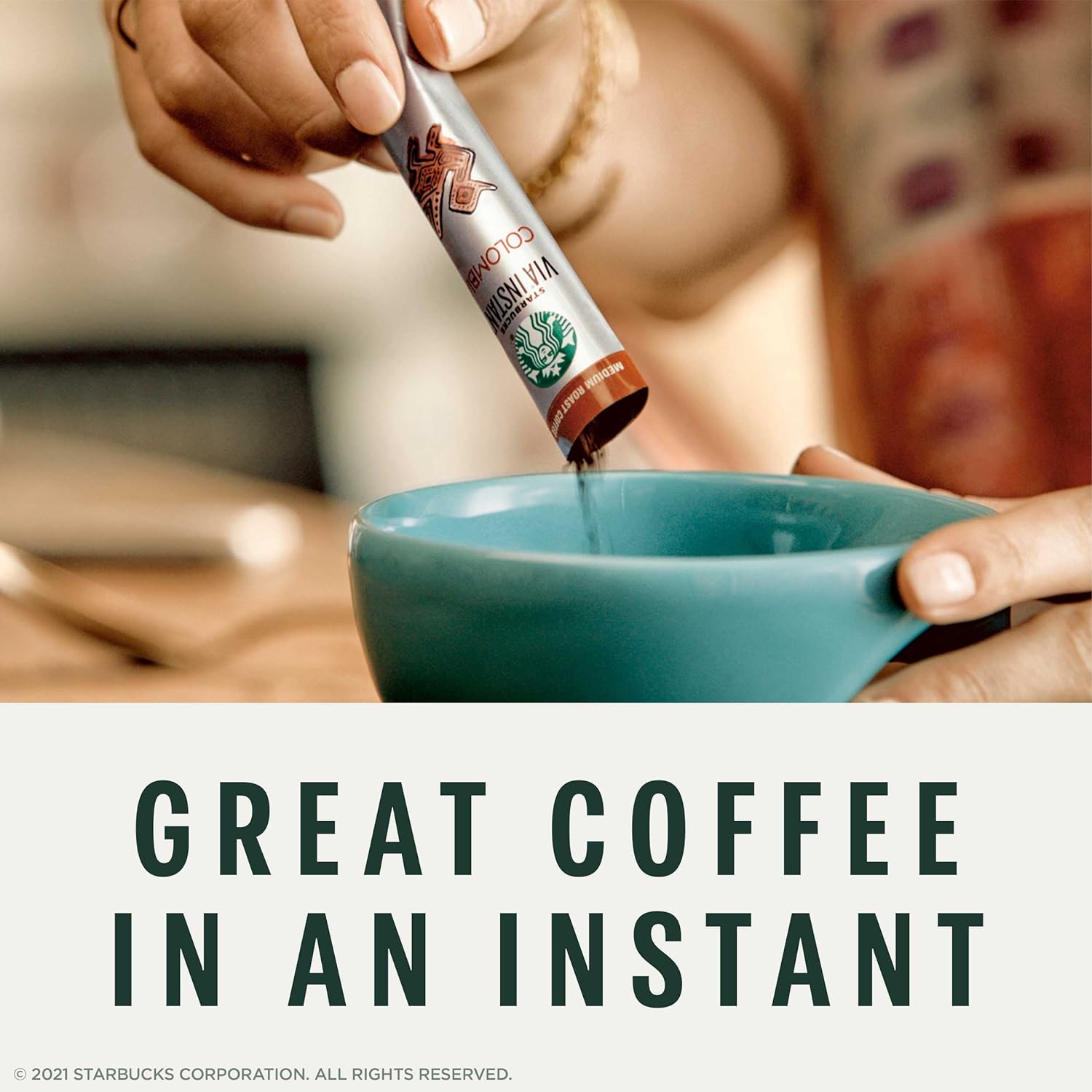 Starbucks Via Instant Coffee, Medium Roast Coffee, Pike Place Roast, 100% Arabica, 1 Box (50 Packets)