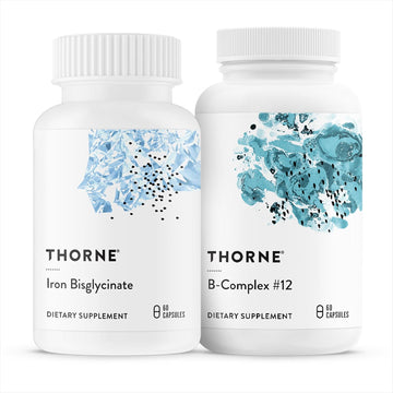 Thorne Nutrient Essentials Duo - Iron Bisglycinate & B-Complex #12 For Energy Support And Blood Support - 60 Servings