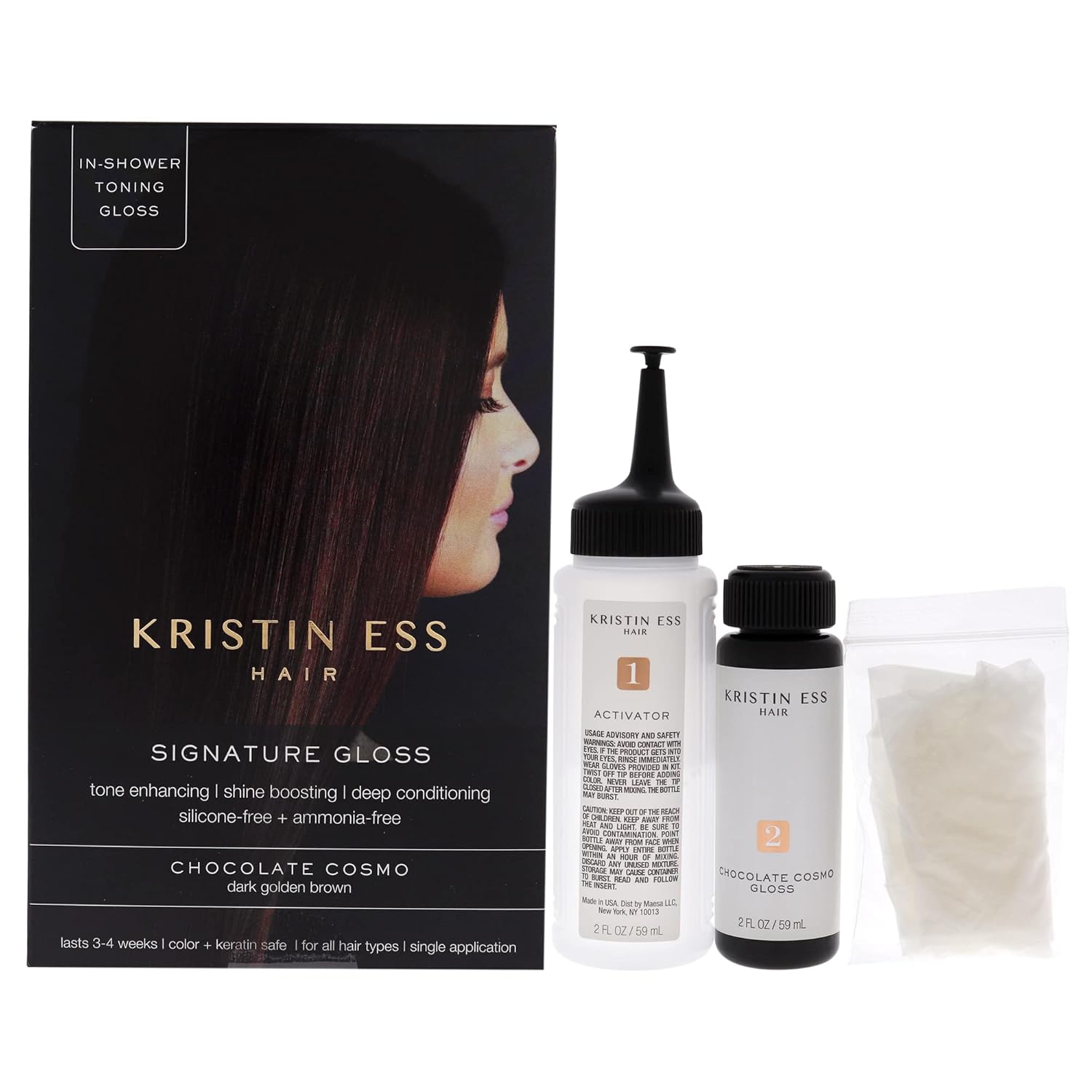 Kristin Ess Signature Hair Gloss - - Brightening And Toning Glaze For Unisex/Women'S Hair In 1 Application -Chocolate Cosmo Dark Golden Brown - 2 Fl Oz