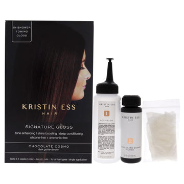 Kristin Ess Signature Hair Gloss - - Brightening And Toning Glaze For Unisex/Women'S Hair In 1 Application -Chocolate Cosmo Dark Golden Brown - 2 Fl Oz