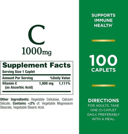 Nature'S Bounty Vitamin C 1000Mg, Immune Support Supplement, Powerful Antioxidant, 1 Pack, 100 Caplets