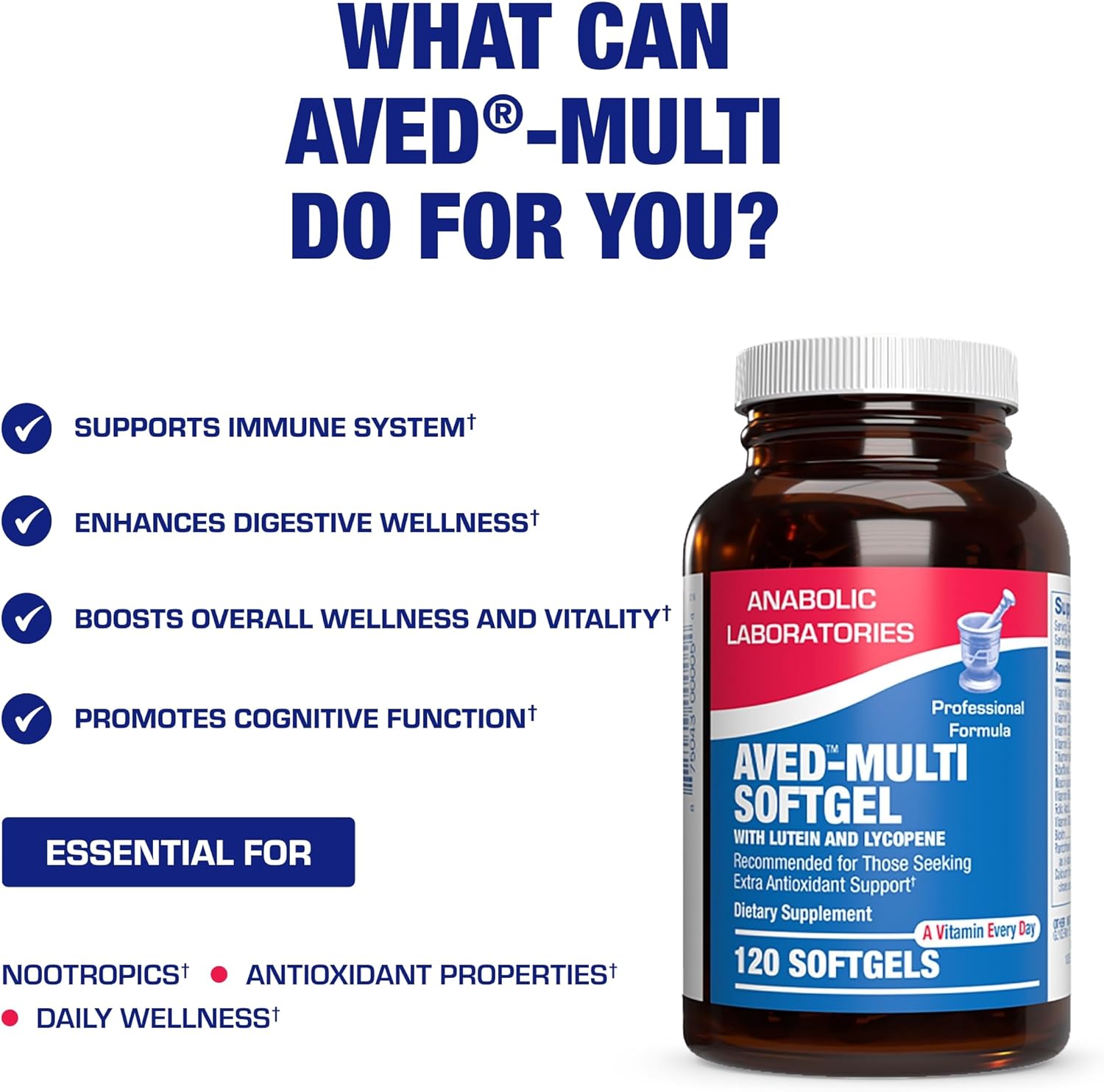 Anabolic Laboratories Daily Multivitamin For Men And Women - 120 Daily Multi Vitamin And Minerals Supplement Softgels For Daily Health (120) : Health & Household