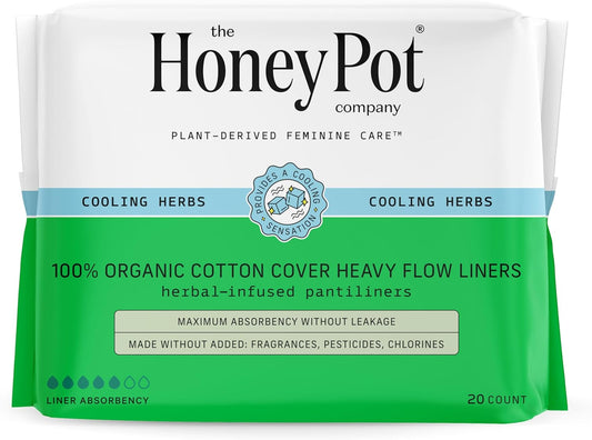 The Honey Pot Company - Heavy Liners & Cucumber Aloe Feminine Wash Bundle - Pads Infused W/Essential Oils - Ph Balanced Feminine Products - Sanitary Pads - Feminine Care - Fsa & Hsa Eligible