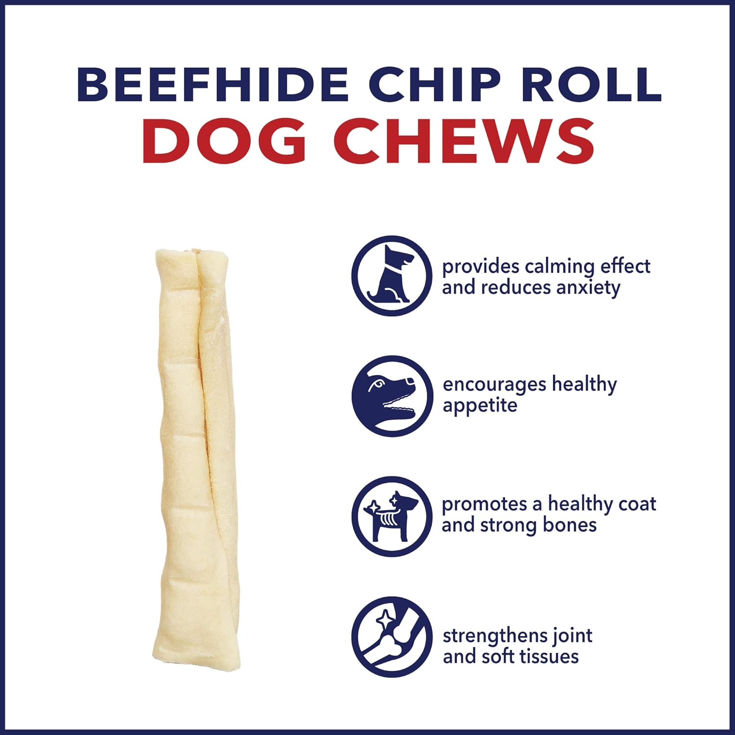 Pet Factory 100% Made in USA Beefhide 5" Chip Rolls Dog Chew Treats - Natural Flavor, 18 Count/1 Pack : Pet Supplies