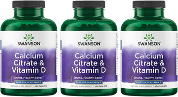 Swanson Calcium Citrate & Vitamin D3 250 Tabs 3 Pack