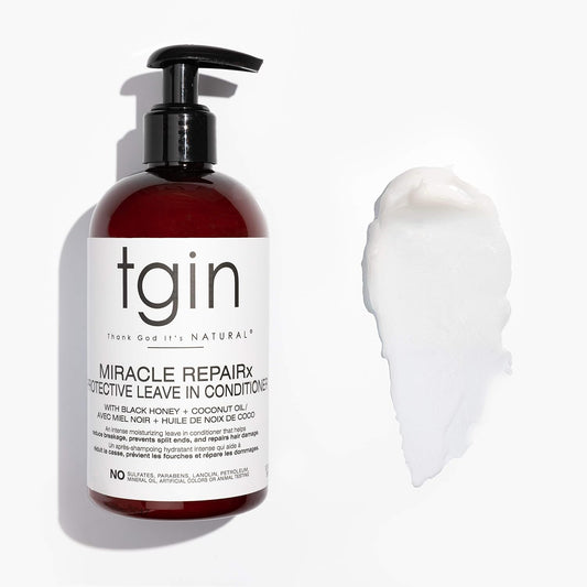 tgin Miracle RepaiRx Protective Leave In Conditioner for Natural Hair - Biotin - Black Castor Oil - Paraben Free - Protective - Curls - Kinks - Waves - Repair - Restore - 13 oz