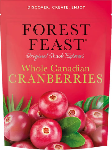 Forest Feast Whole Canadian Dried Cranberries 6 X 170G | Healthy Snacks 100% Natural Dried Fruit With No Added Sugar, Cranberries High In Fibre & Low Fat