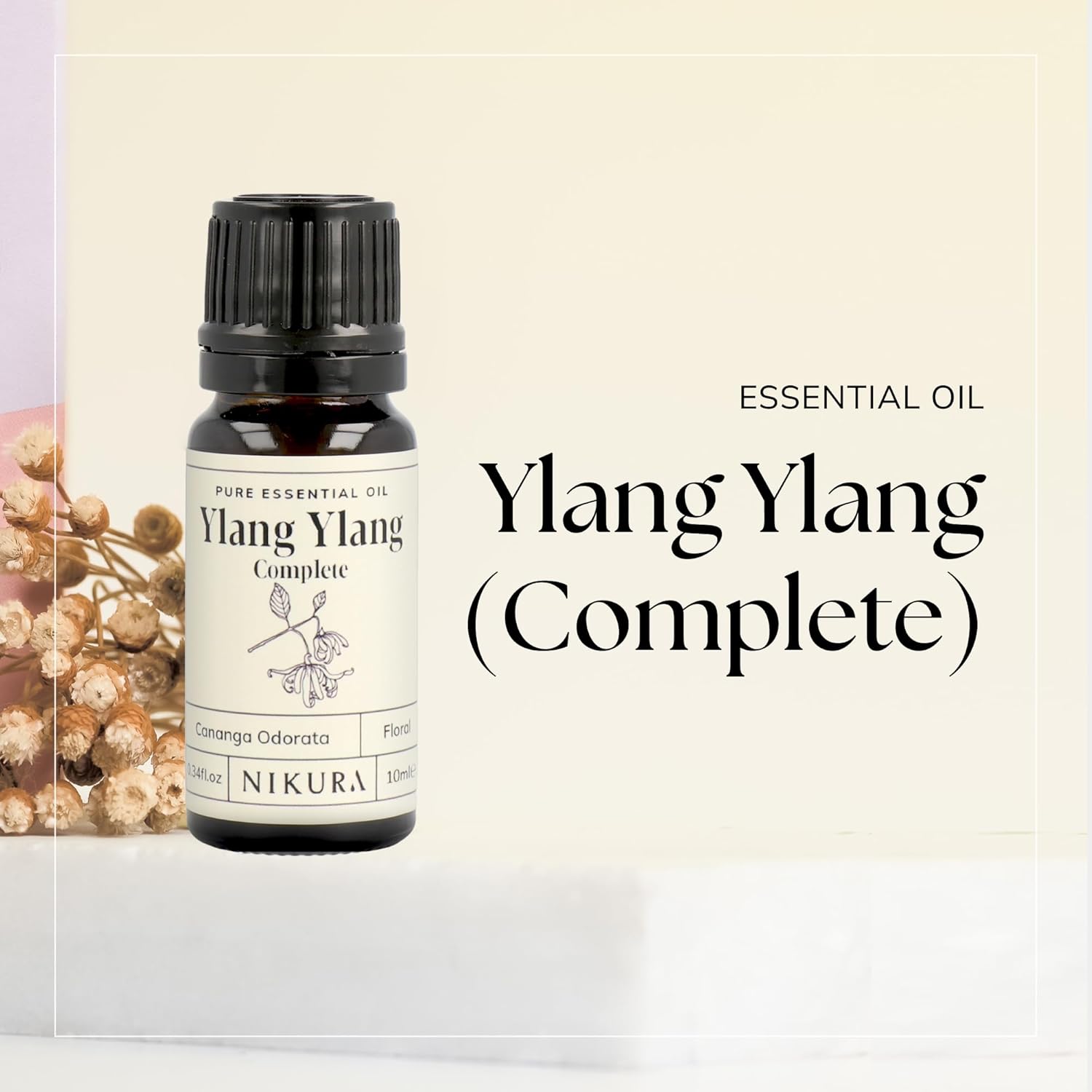 Nikura Ylang Ylang (Complete) Essential Oil - 100ml | 100% Pure Natural Oils | Perfect For Diffuser, Aromatherapy, Humidifier | Great For Stress Relief, Mood Boost, Skincare, Sleep | Vegan & 100% Pure : Amazon.co.uk: Health & Personal Care