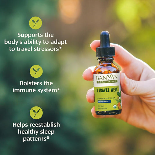 Banyan Botanicals I Travel Well Liquid Extract – Organic Fast-Acting Immune Support For Travel – With Ashwagandha And Ginger – 1 Fl. Oz. – Non Gmo Sustainably Sourced Vegan