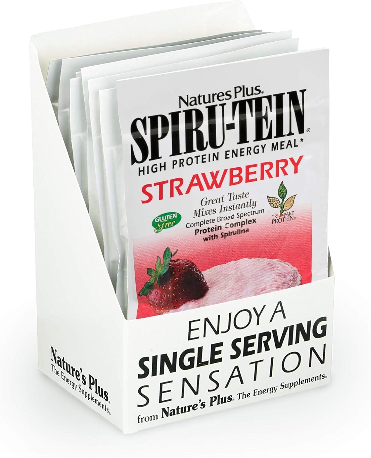 Naturesplus Spiru-Tein Protein Powder Meal - Strawberry - 8 Packets - Plant-Based Protein Shake - Non-Gmo, Vegetarian, Gluten Free - 8 Servings