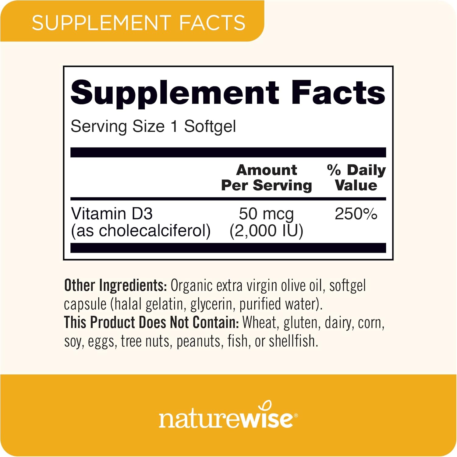 Naturewise Vitamin D3 2000Iu (50 Mcg) 90-Day Supply For Immune Support, Healthy Muscle Function, And Bone Health - Non-Gmo, Gluten Free In Organic Extra Virgin Olive Oil, (Mini Softgel), 90 Count