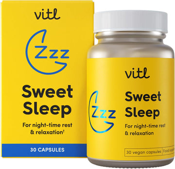 Vitl Sweet Sleep Supplement - 30 Vegan Capsules - A Blend Of Vitamins, Minerals, Plant Extracts & Amino Acids To Promote More Restful Sleep - Lemon Balm, Cherry Extract, Vitamin B6, Zinc & Magnesium