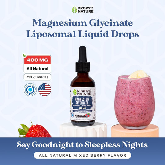 Magnesium Glycinate Liquid Drops | Vegan, Non-GMO, Enhanced Absorption, Made with Organic Natural Flavor | Liquid Magnesium Glycinate for Optimal Health & Well-Being (2oz 60mL)