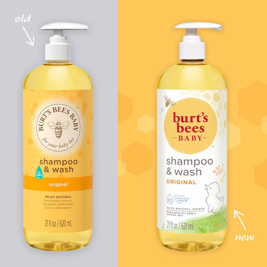 Burt's Bees Baby Shampoo and Wash, Original, Tear Free, Pediatrician Tested, 98.7% Natural Origin, 21 Fluid Ounces