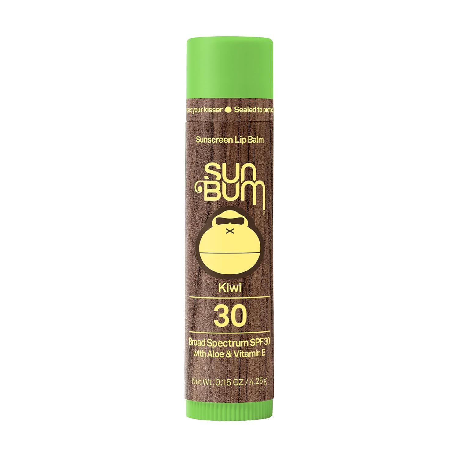 Sun Bum Spf 30 Sunscreen Lip Balm | Vegan And Hawaii 104 Act Compliant (Octinoxate & Oxybenzone Free) Broad Spectrum Natural Lip Care With Uva/Uvb Protection |Kiwi Flavor| .15 Oz