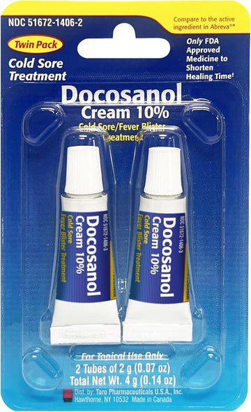 Taro Cold Sore/Fever Blister Treatment - Docosanol 10% Cream (0.07 Oz - 2 Tube)