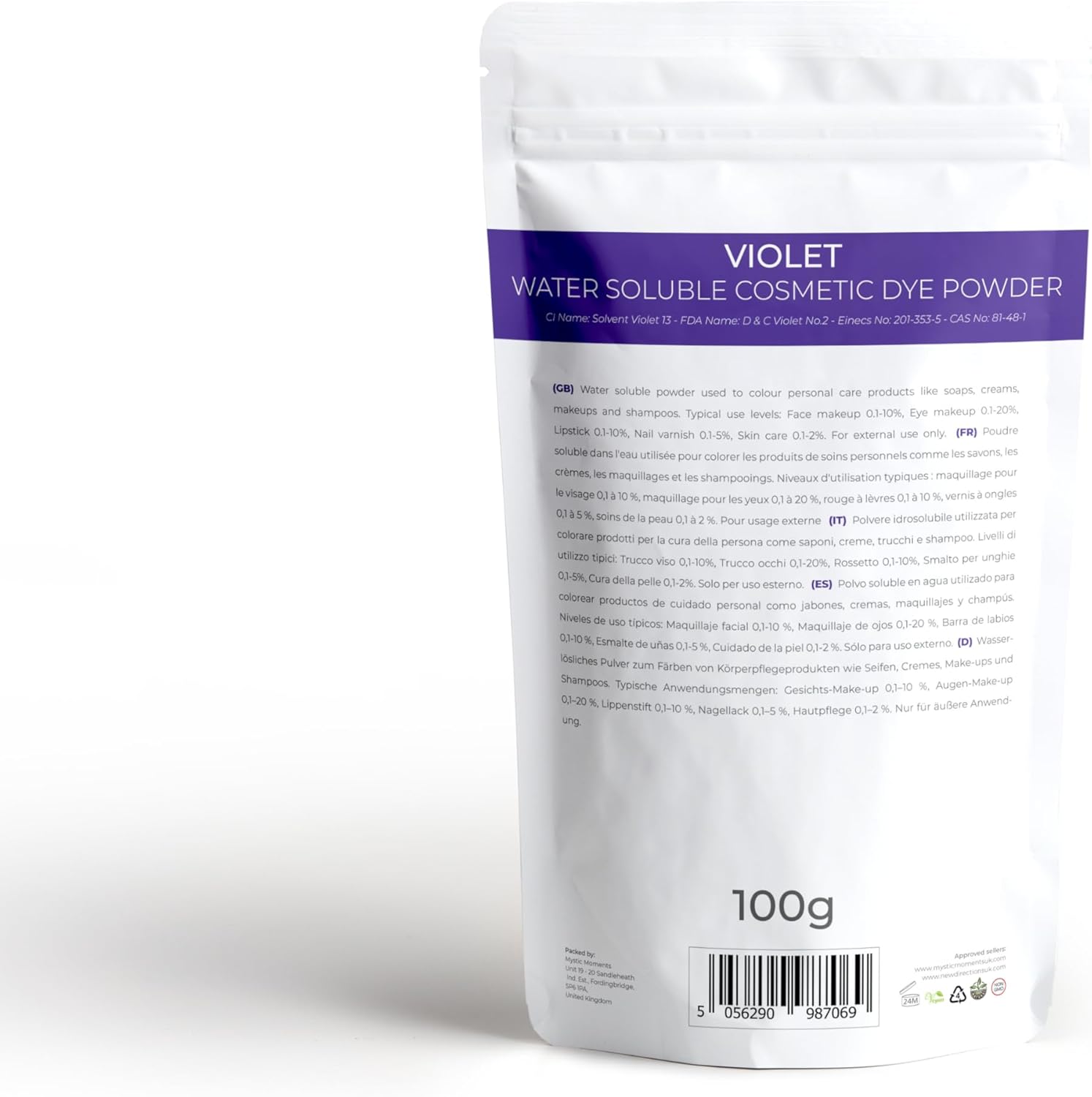 Mystic Moments | VIOLET Water-Soluble Cosmetic Dye Powder 500g (5x100g Pouch) | Perfect for Soap Making, Creams, Make Ups, Shampoos and Lotions : Amazon.co.uk: Home & Kitchen