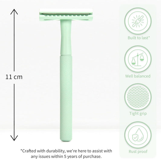 Metal Safety Razor | Mint Green | Plastic Free Safety Razor | Bambaw