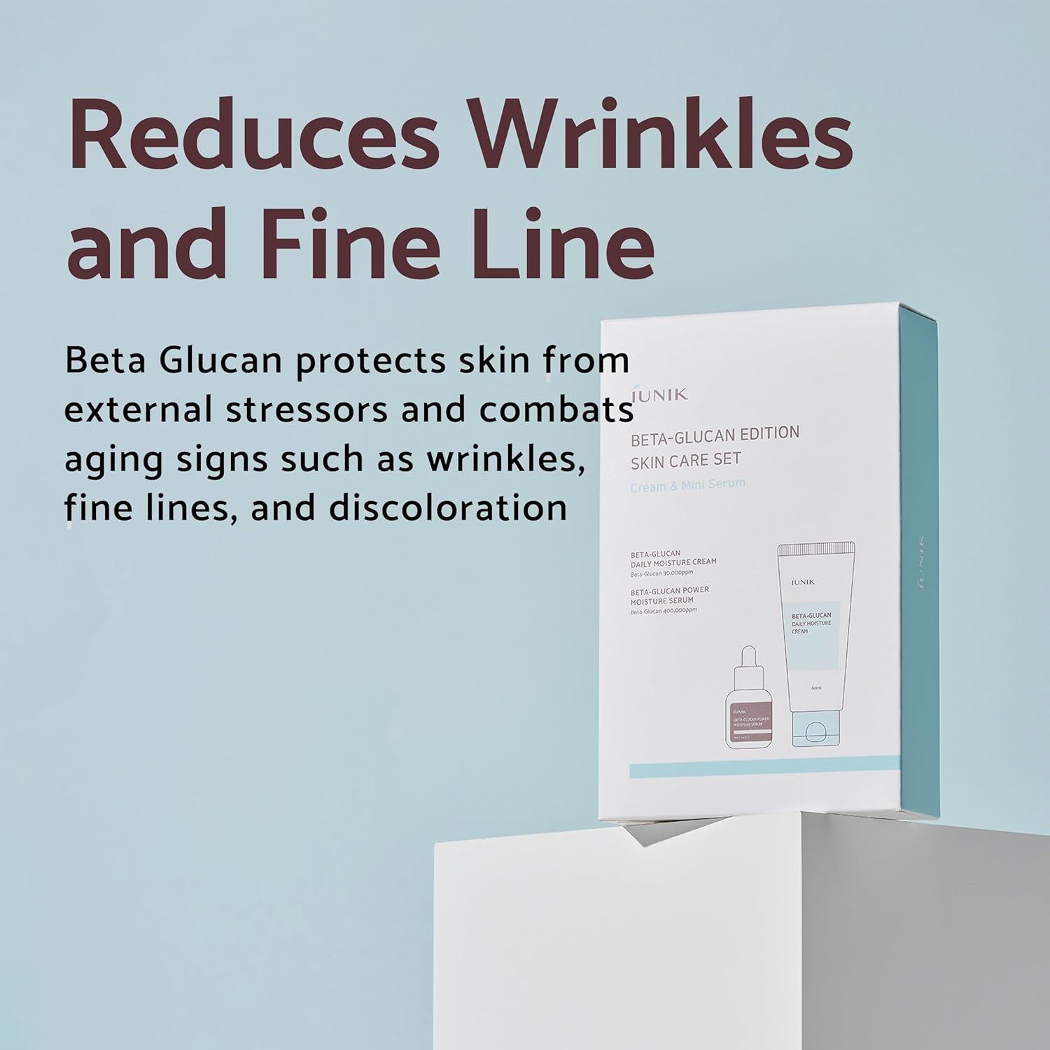 Iunik Beta-Glucan Edition Skincare Set (Cream 2.02 Fl.Oz. & Mini Serum 0.51 Fl.Oz.) - Featuring The Powerful Beta-Glucan To Moisturize, Revitalize, And Reinforce The Skin With Ewg-Green Ingredients