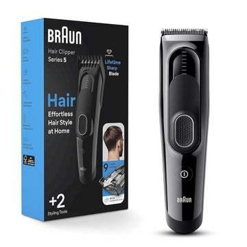 Braun Hair Clippers Series 5 5310, Hair Clippers For Men, Hair Clip From Home With 9 Length Settings, Incl. Memory Safetylock Recall Setting, Ultra-Sharp Blades, 2 Combs