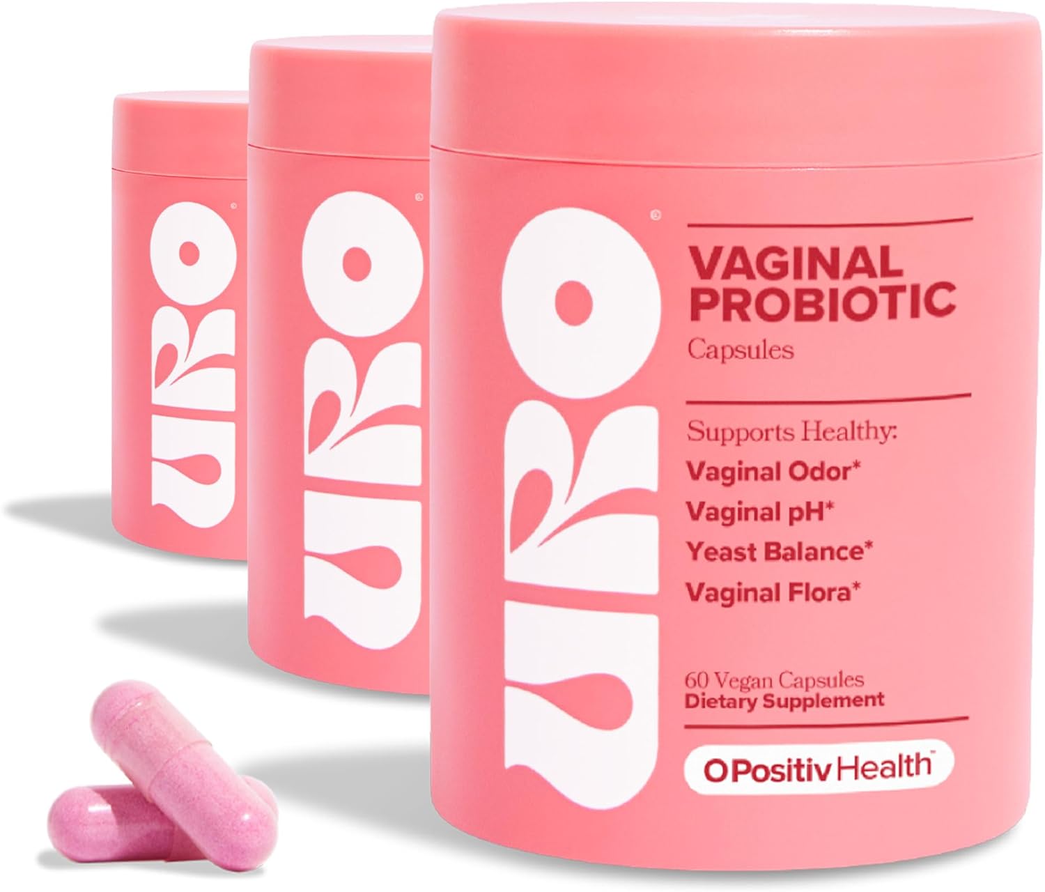 URO Vaginal Probiotics, pH Balance with Prebiotics & Lactobacillus Probiotic Blend - Women's Health Supplement - Promote Healthy Vaginal Odor & Vaginal Flora, 30 Servings (Pack of 3)