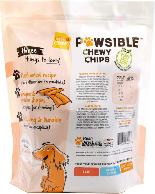 Ultra Chewy Pawsible Chewy Chips Peanut Butter & Honey Dog Treats. Made In The Usa, Healthy Treats, Easy To Digest, Promotes Dental Health (Chips 1 Lb)