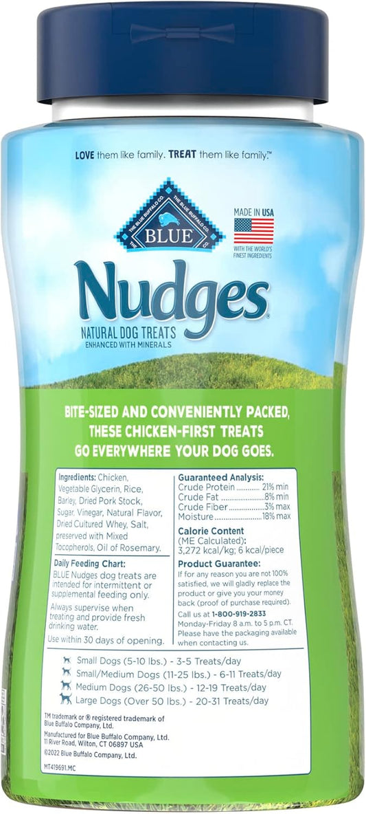 Blue Buffalo Nudges On The Go Natural Dog Treats, Chicken 5.5Oz Reusable Container