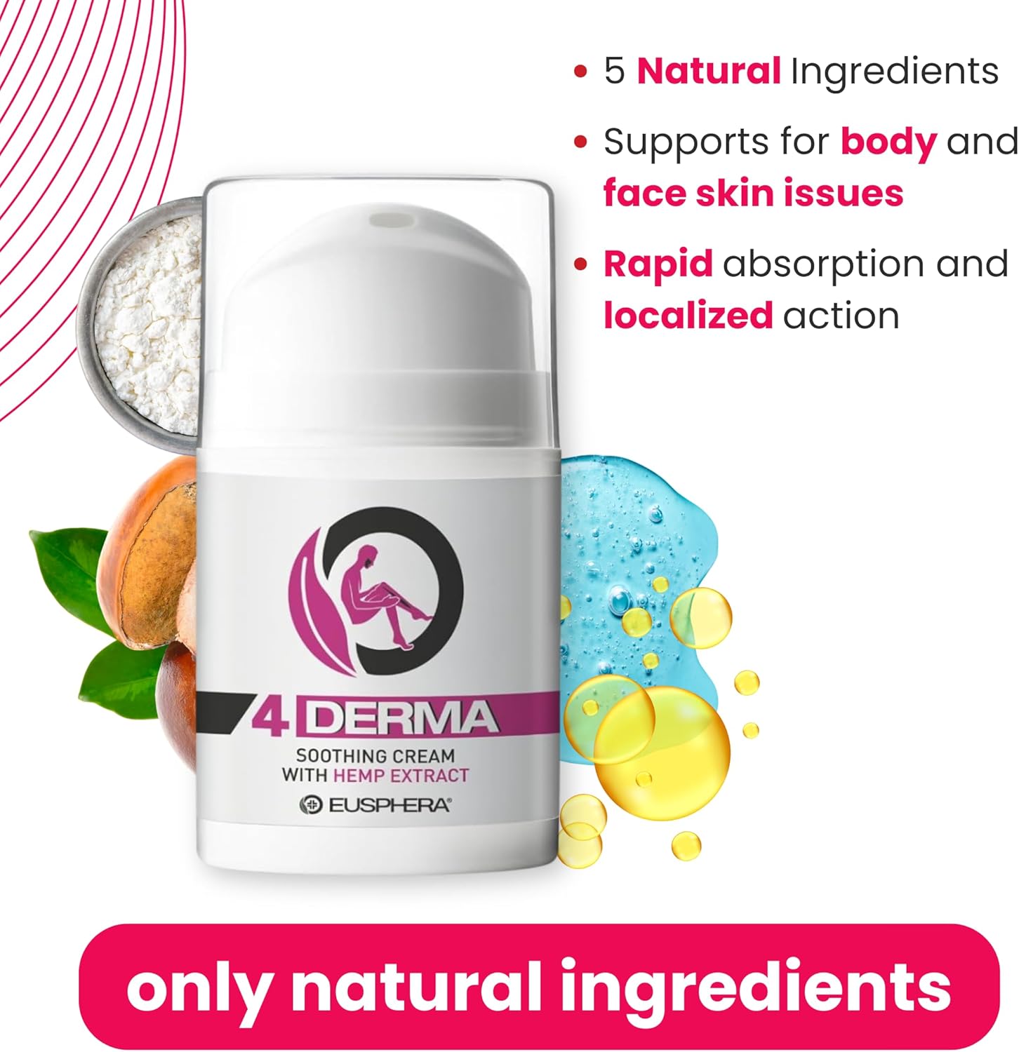 EUSPHERA - 4DERMA - Soothing Cream for Eczema with Hemp Extract - Natural Itch Relief Cream for Psoriasis, Eczema, Dry Skin, Dermatitis 50ml : Amazon.co.uk: Beauty