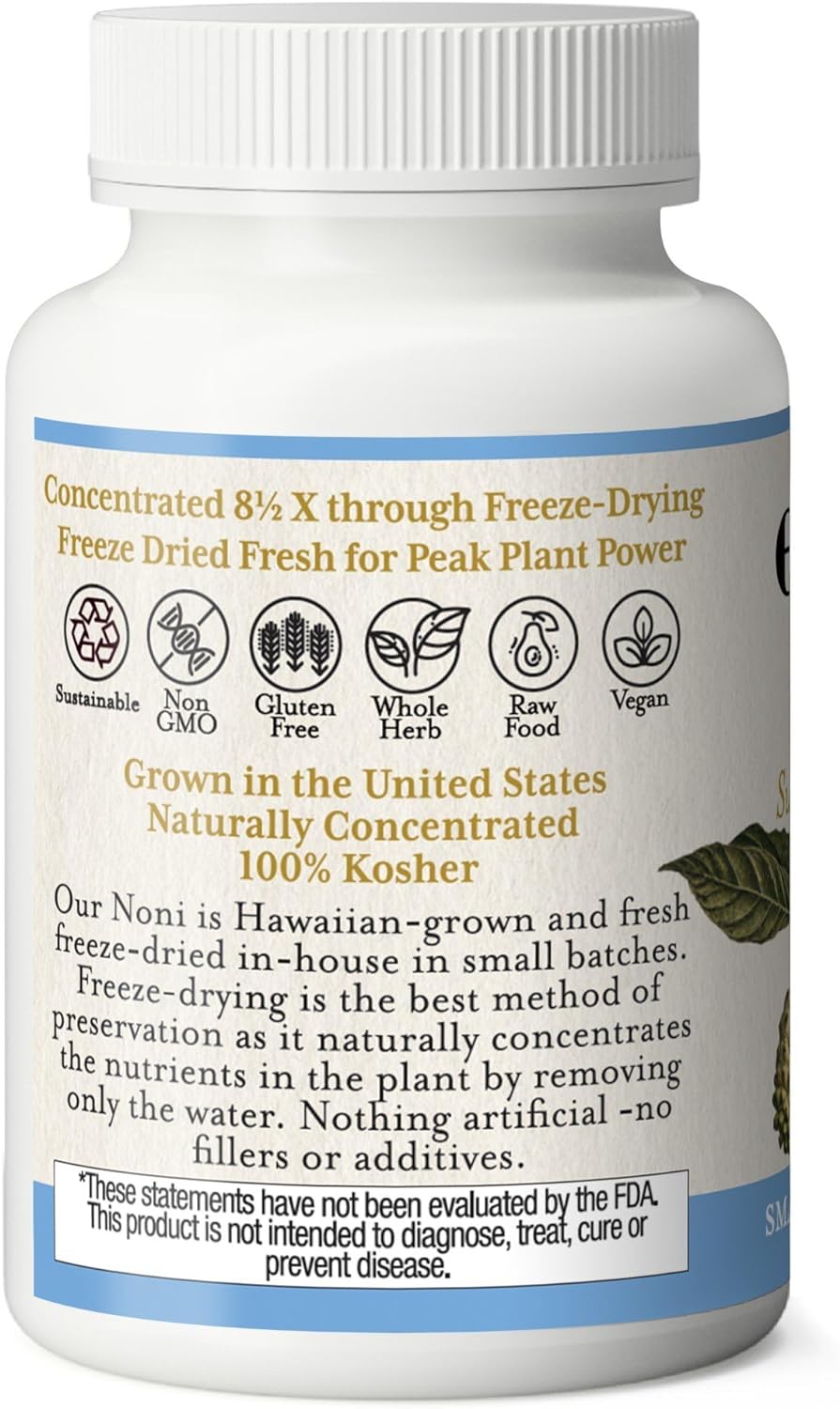 Eclectic Institute Raw Fresh Freeze-Dried Non-GMO Noni | Antioxidant Blood Lipid Support | 100 CT (375 mg) : Health & Household