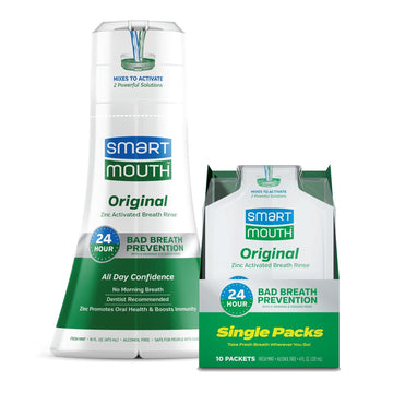 Smartmouth Original Activated Oral Rinse And Box Of Travel Packs