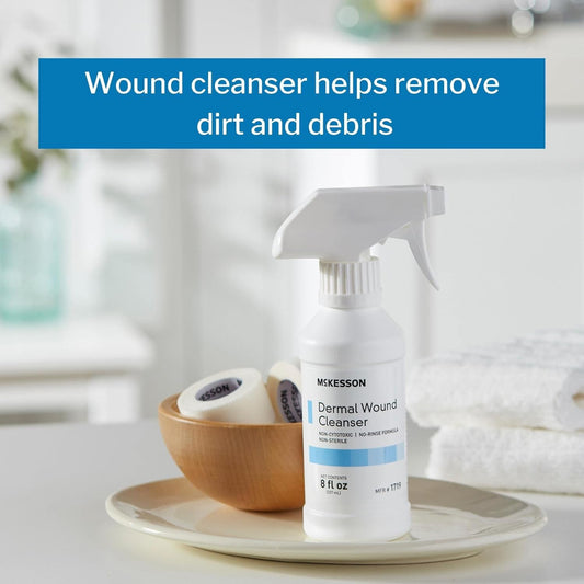 Mckesson Dermal Wound Cleanser Spray, Sterile Saline First Aid Wash Solution & Skin Care Cleaner, 8 Oz - Effective Wounds Treatment & Debridement, 1 Count