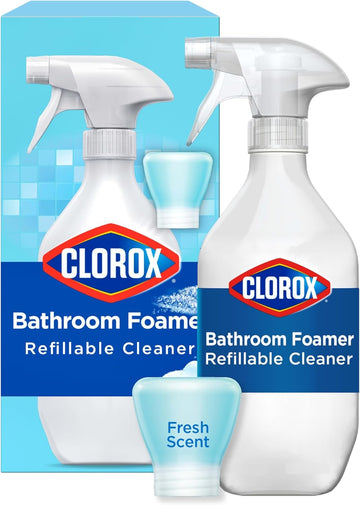 Clorox Bathroom Foamer Refillable Cleaner, Household Essentials, 1 Bottle And 1 Refill, Fresh Scent, 1.13 Fl Oz