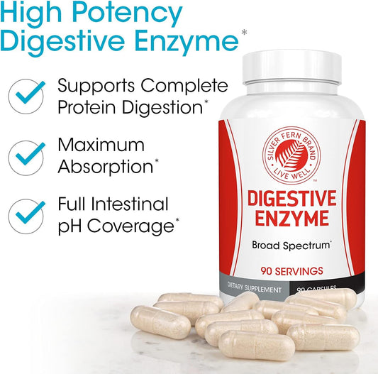 Silver Fern Brand Ultimate Digestive Enzyme Supplement - 4 Bottles - High Potency, Multi Enzyme - Digestive Comfort & Food Tolerance - Amylase, Protease, Cellulase, More