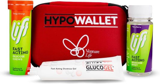Hypowallet, Hypowallet Contains Lift Chewable Tablets, A Lift Shot & Glucogel, Fast Acting Glucose,1 Pack