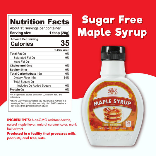 Choczero Maple Syrup, Sugar Free, Low Carb, Sugar Alcohol Free, Gluten Free, No Preservatives, Non-Gmo Dessert And Breakfast Topping Syrup, 10.5Oz (Pack Of 1)