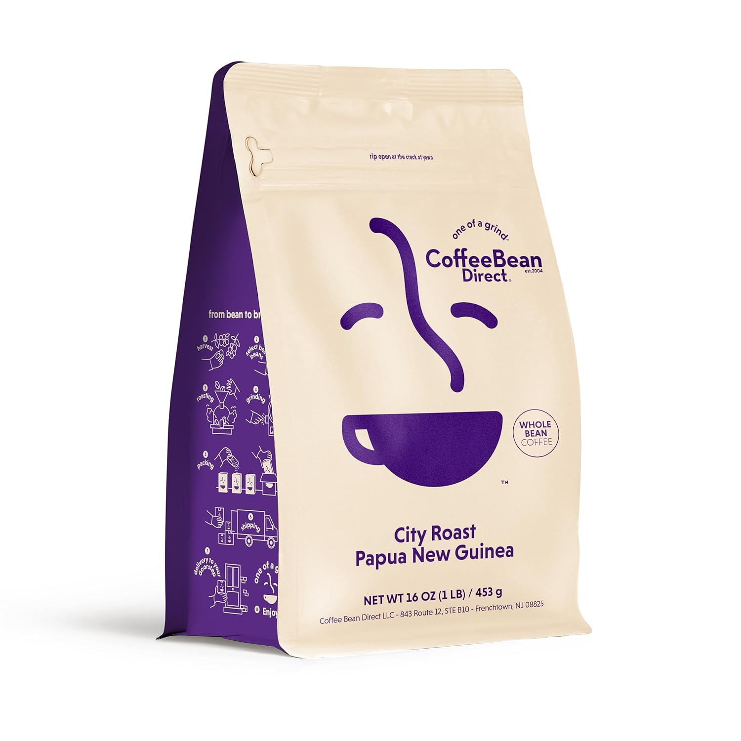 Coffee Bean Direct City Roast Papua New Guinea, Whole Bean Coffee, Medium Roast, 1 Pound Bag (Pack Of 1)