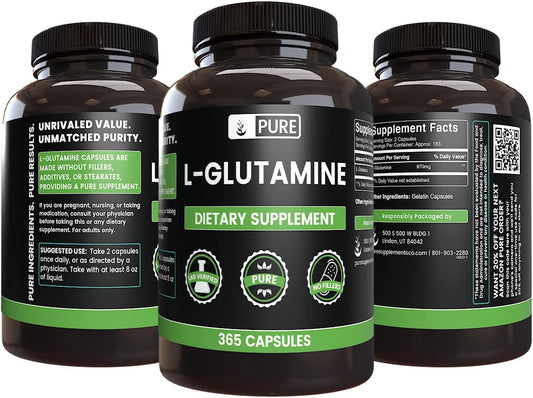 Pure Original Ingredients L-Glutamine (365 Capsules) No Magnesium Or Rice Fillers, Always Pure, Lab Verified