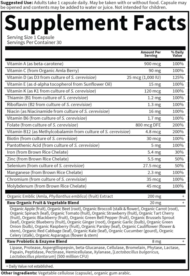 Garden Of Life Multivitamin For Women, Vitamin Code Raw One For Women, Once Daily, Whole Food Iron, Probiotics For Womens Health, Gluten Free Vegetarian, 30 Count : Health & Household