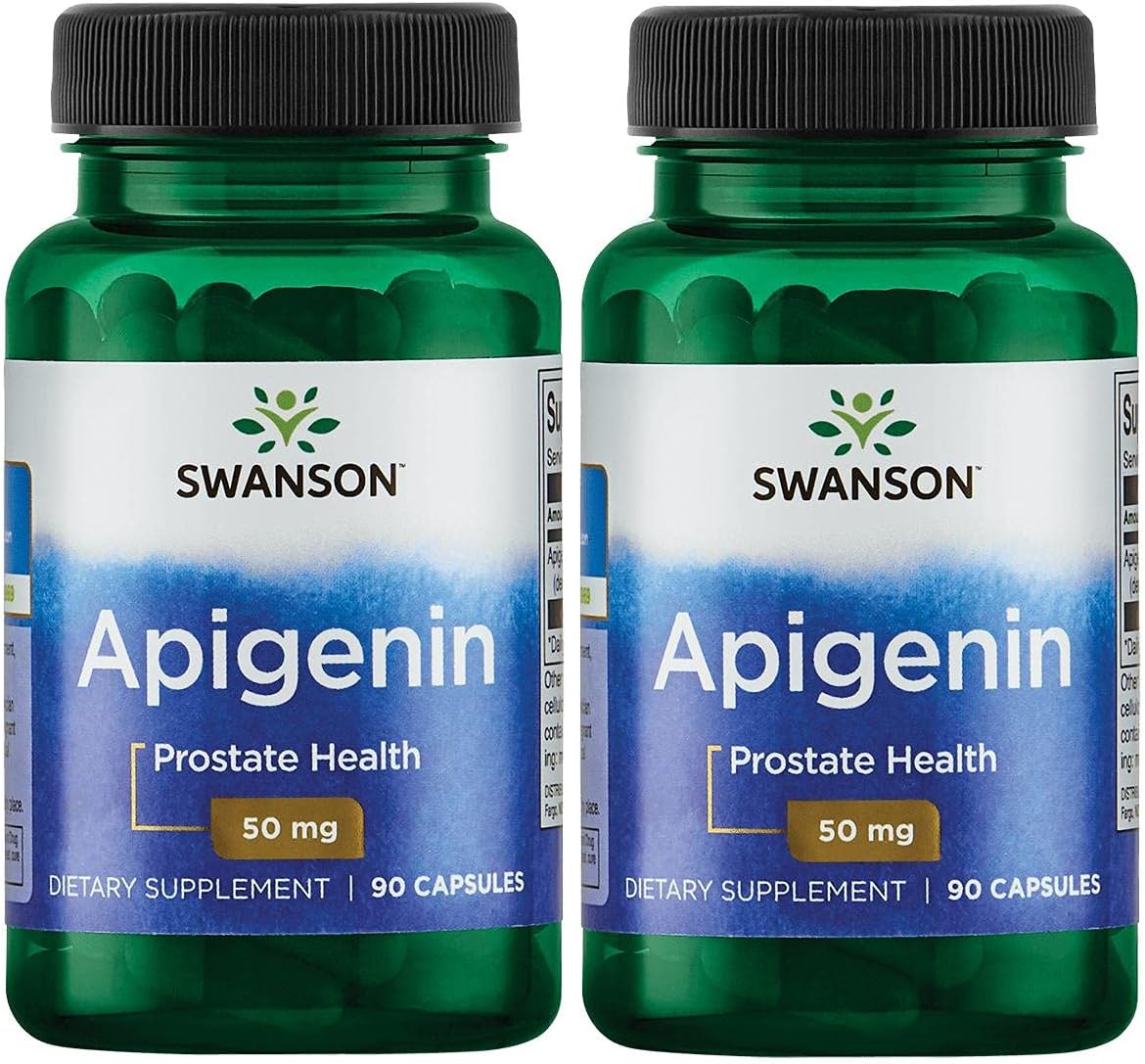 Swanson Apigenin-Bioavonoid Supplement Natural Prostate Support-Metabolism & Nerve Health Support-Can Support Sleep & Relaxation 90 Caps, 50mg Each 2 Pack