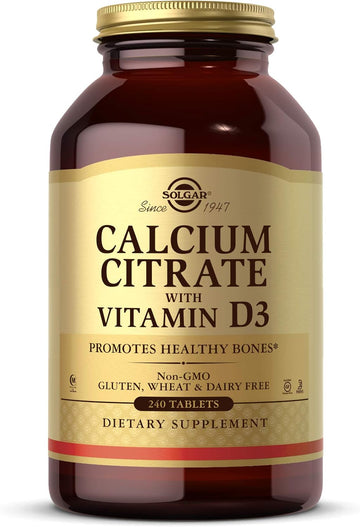 Solgar Calcium Citrate With Vitamin D3, 240 Tablets - Promotes Healthy Bones & Teeth, Supports Musculoskeletal & Nervous Systems - Non-Gmo, Gluten Free, Dairy Free, Kosher, Halal - 60 Servings