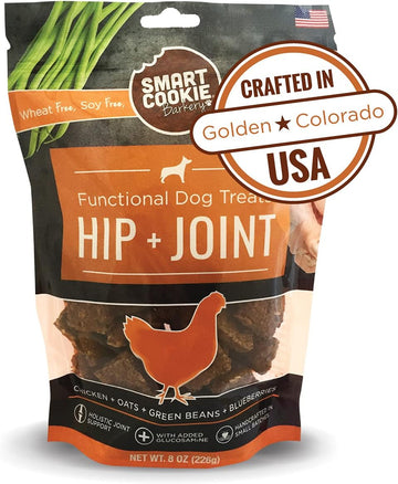 Smart Cookie All Natural Dog Treats - Healthy Hip And Joint Chicken Dog Biscuits With Glucosamine - Ideal For Senior Dogs And Sensitive Stomachs - Dehydrated, Crunchy, Human-Grade, Made In Usa - 8Oz