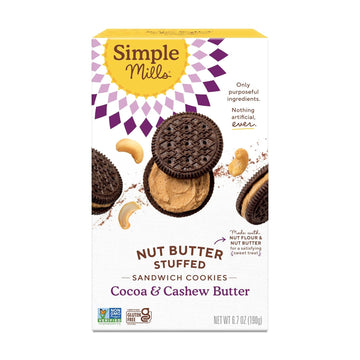 Simple Mills Cocoa Cashew Crème Sandwich Cookies - Gluten Free, Vegan, Healthy Snacks, 6.7 Ounce (Pack Of 1)