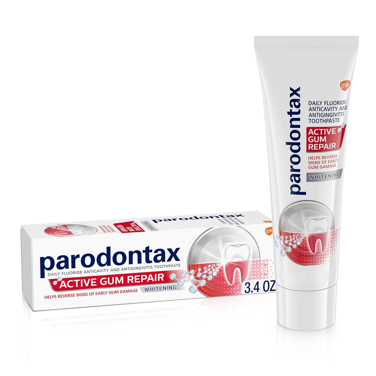 Parodontax Active Gum Repair Whitening Toothpaste For Bleeding Gums - 3.4 Oz Tube